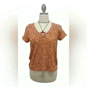 Leopard Print Short Sleeve Women's Top